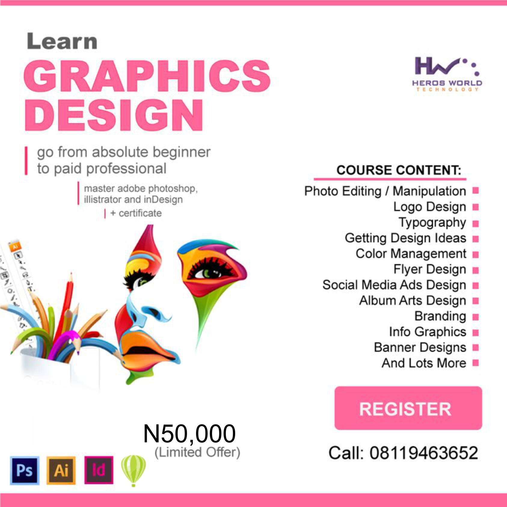 Graphics Design Training With Coreldraw And Adobe Photoshop N50000 